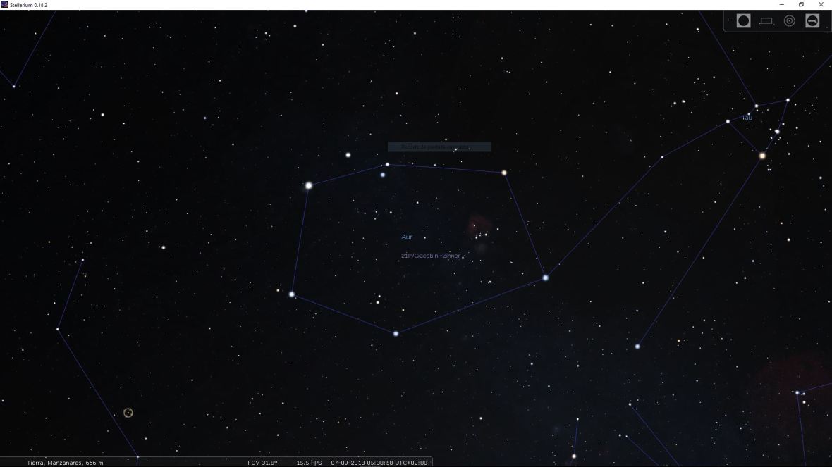 Zoom de posición del cometa 21P/Giacobini-Zinner