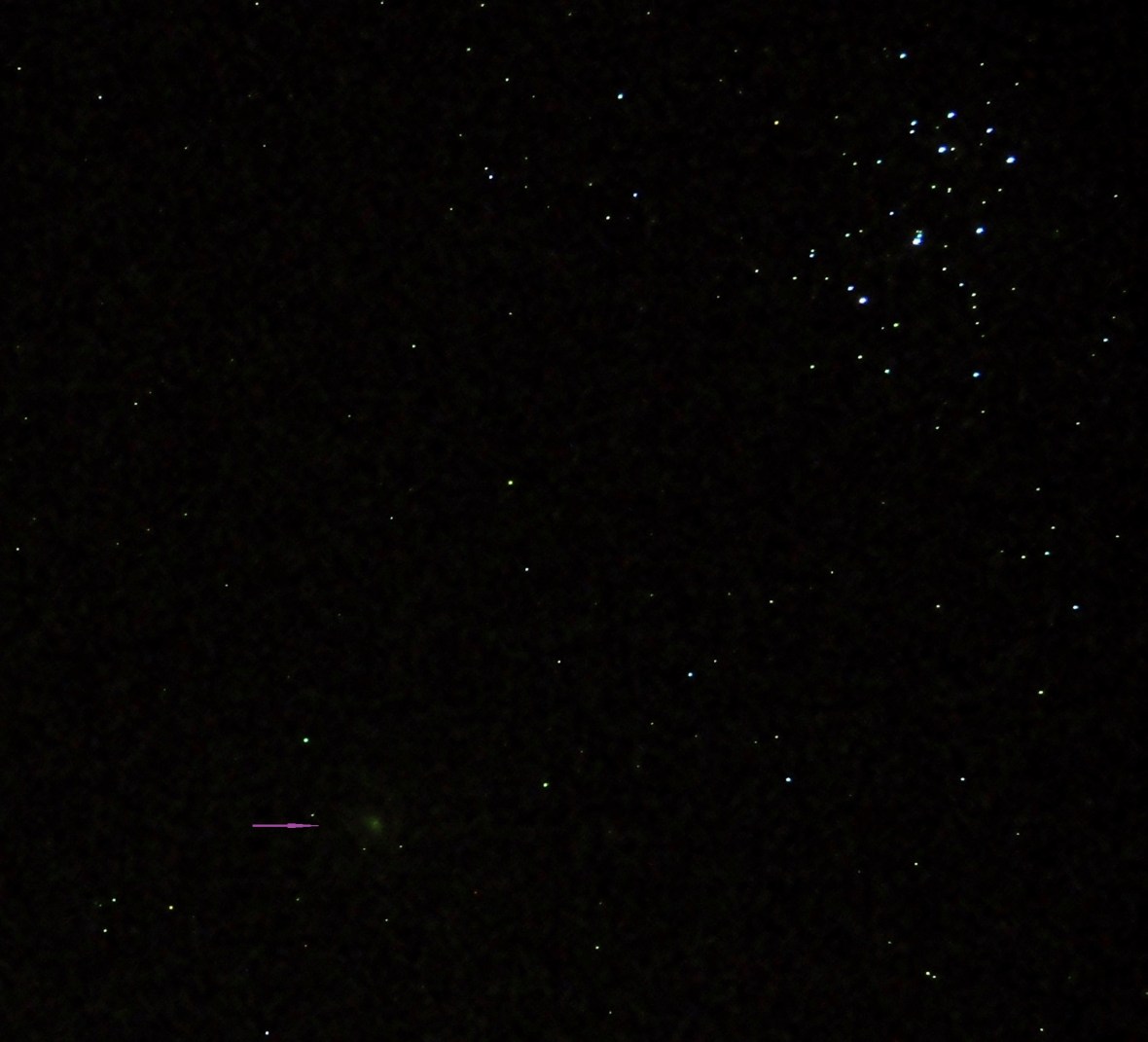 Cometa 46P/ Wirtanen y las Pléyades el 16-12-2018