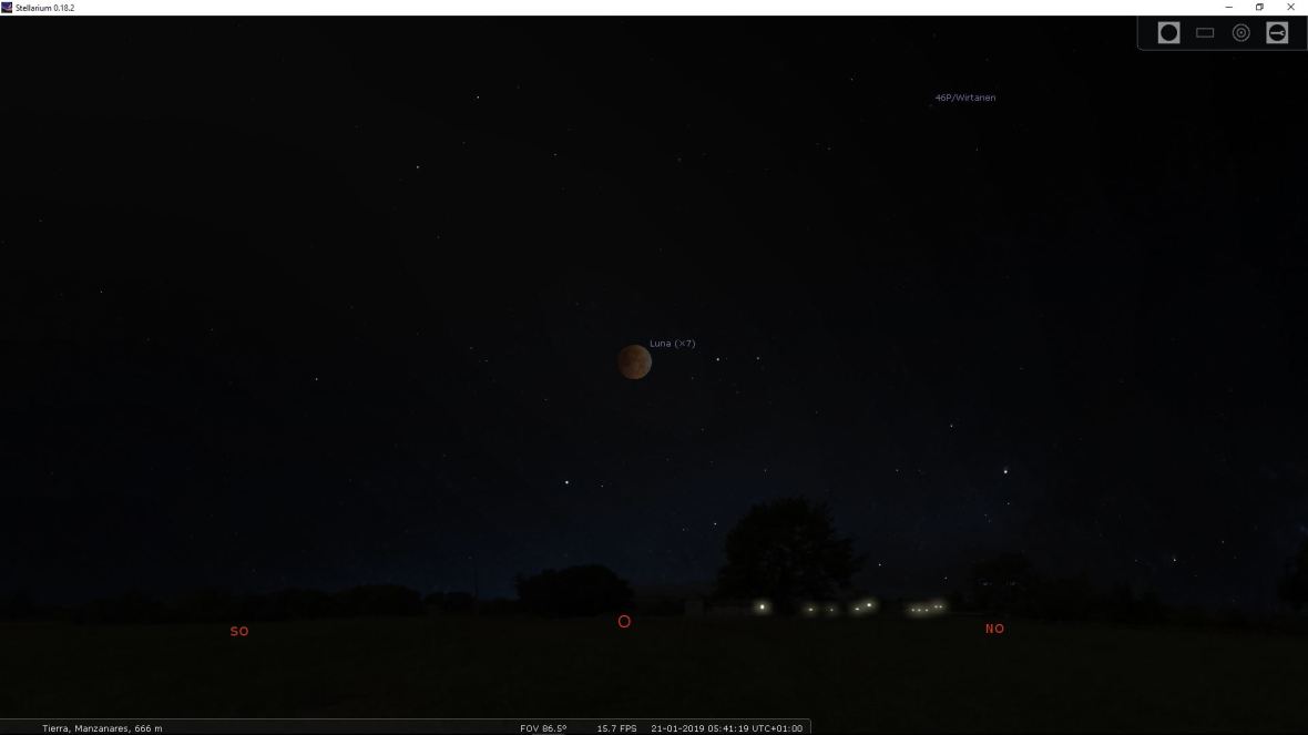 Inicio de la fase total del eclipse de Luna