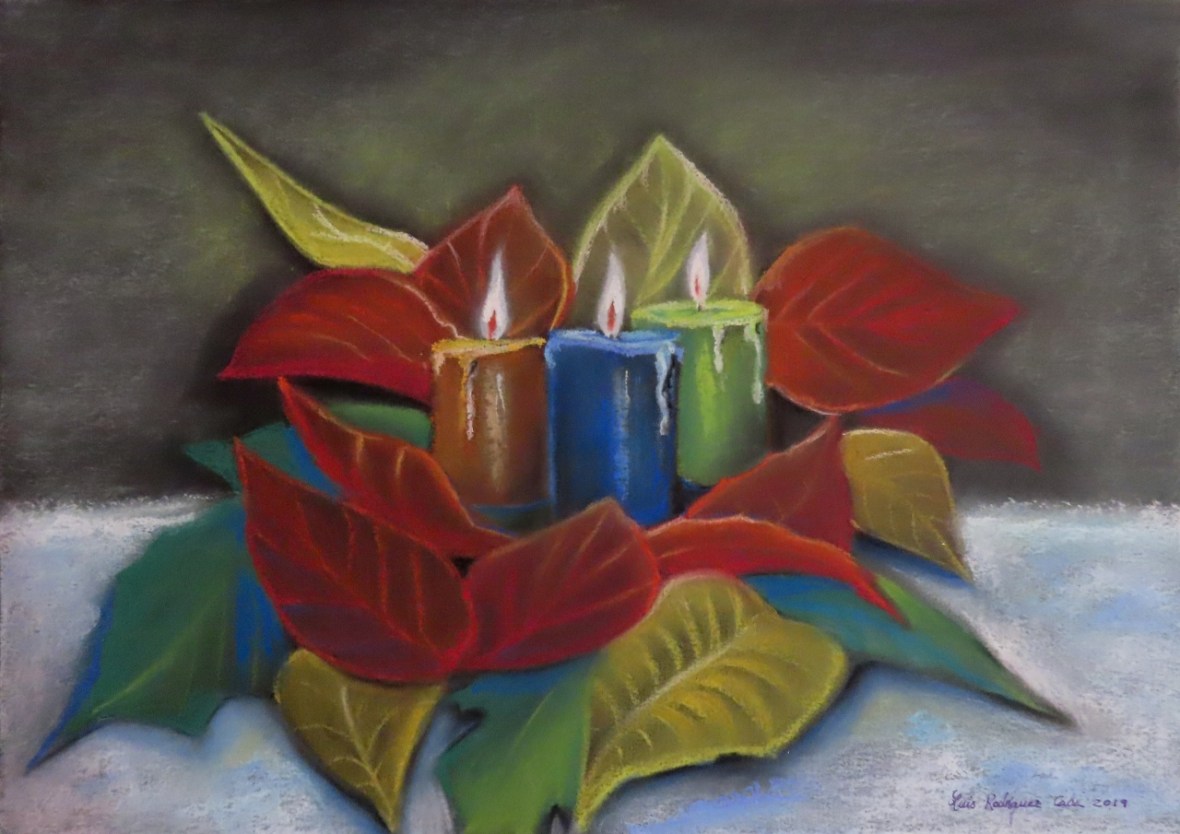 Planta de Navidad y velas