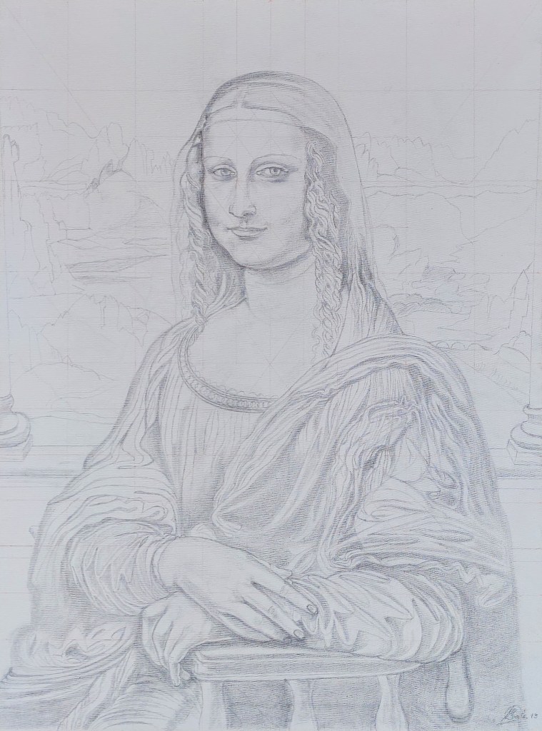 Mona Lisa 73,5 x 54 cm.   carboncillo