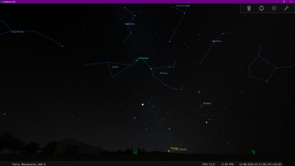 Máximo lluvia de meteoros Perseidas 2026